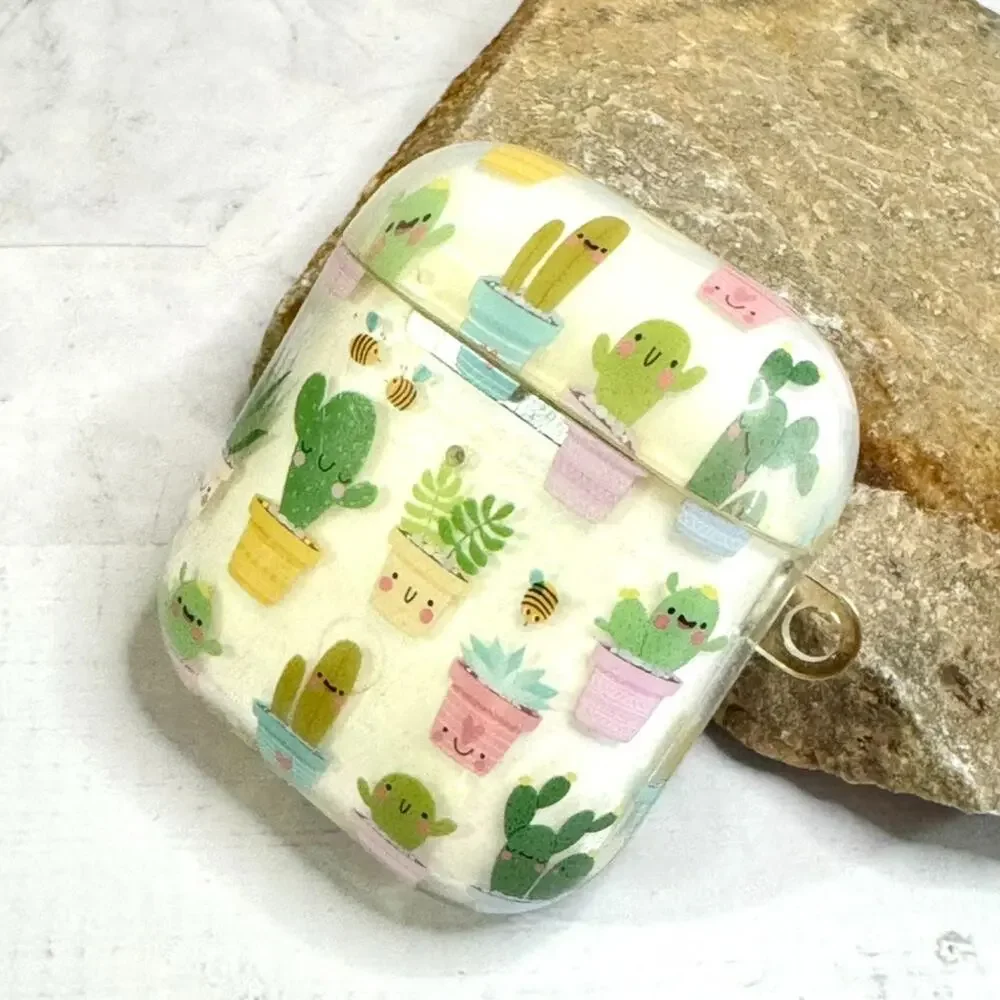 Apple AirPods 1st Generation Model A1602 Case Earbuds and Cute Cacti Cover WORKS